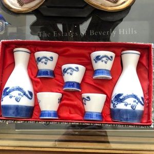 Chinese drinking set. Dragon motif.  Box included.